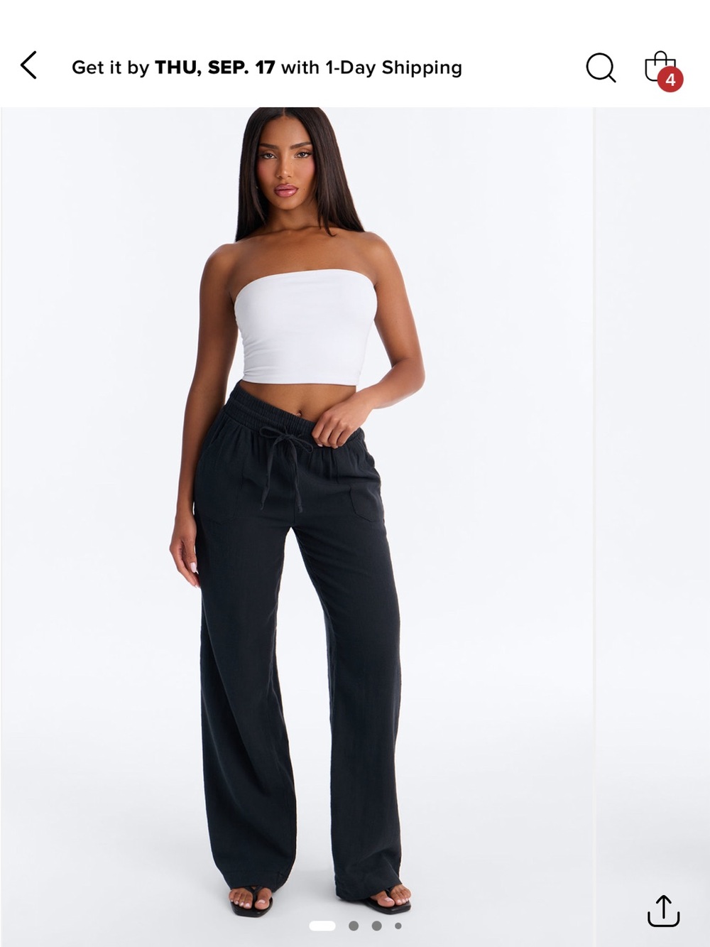 Fashion Nova Amelie High Rise Drawstring Cotton Pant - Black